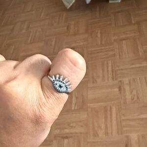 Swarovski Silver and Blue Eye Ring